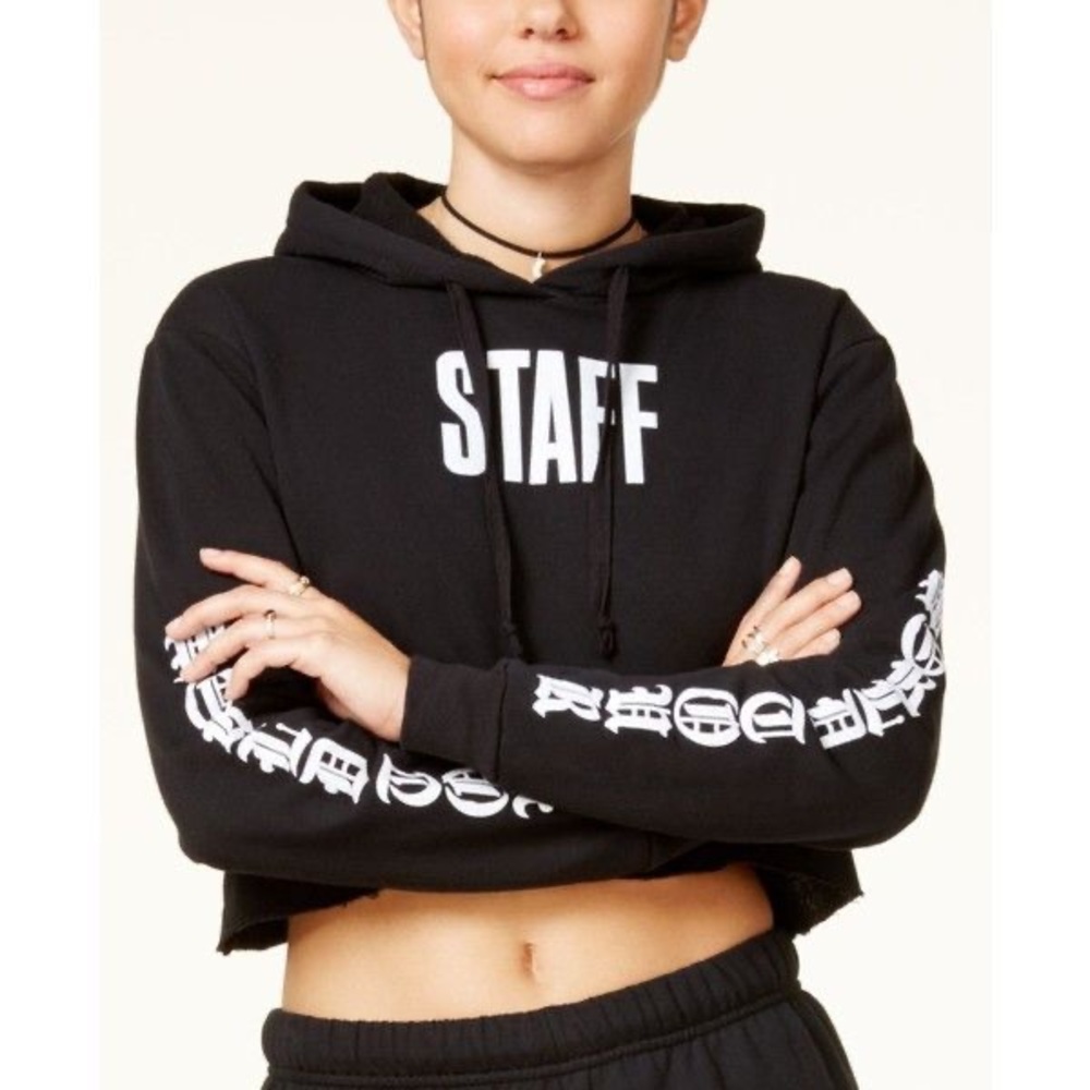 Justin Bieber Purpose World Tour Staff Cropped Hoodie Fall Winter Loungewear